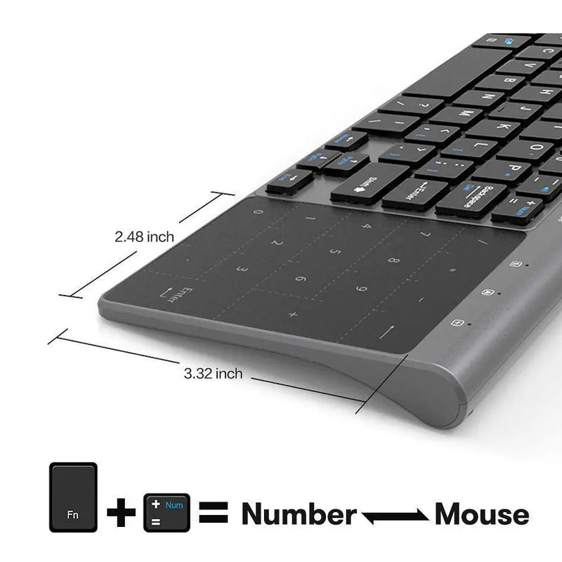 2.4G Wireless Keyboard With Numbered Touchpad USA Bargains Express