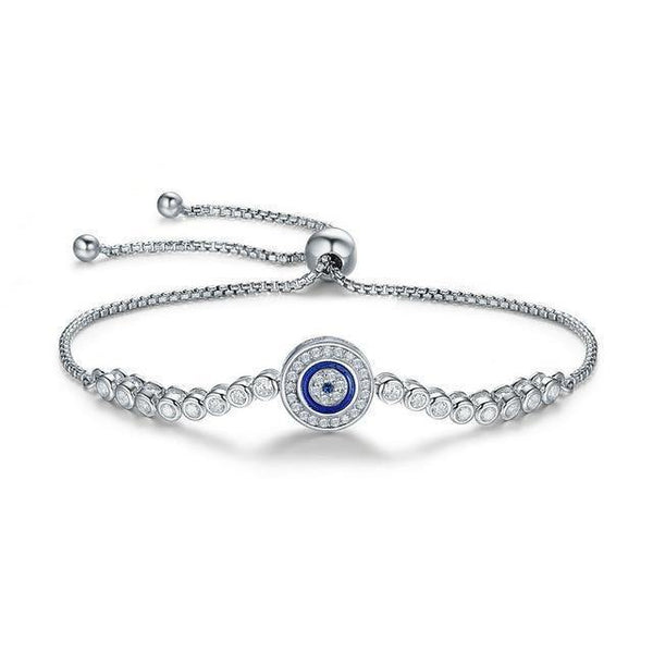 Blue Eyes Sterling Silver Chain Bracelet - Bracelets, In this section_Bracelets, Price_$25 - $50 - Bargains Express