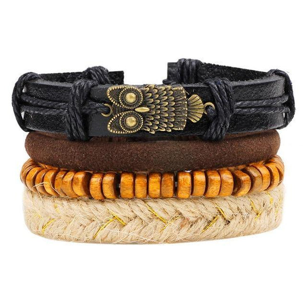 Vintage Owl Leather Rope Bracelet - Bracelets, In this section_Bracelets, Price_$0 - $25 - Bargains Express