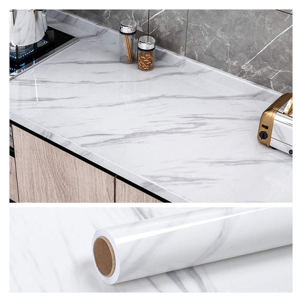 80cm Wide 5 Meters Long Marble White Vinyl Self Adhesive Contact Paper