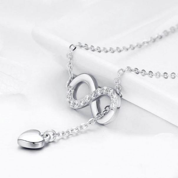 Infinity Love Heart Sterling Silver Necklace USA Bargains Express