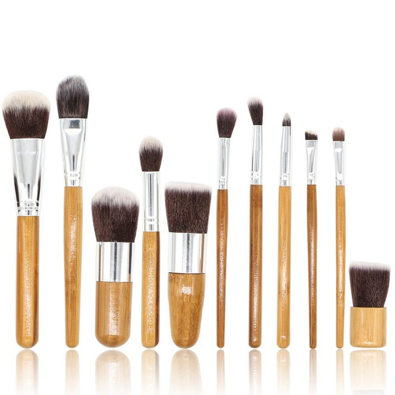 11 Piece Set Professional Bamboo Makeup Brush Kit USA Bargains Express