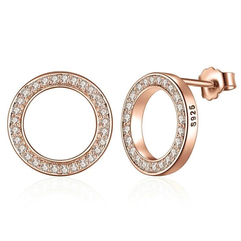 Rose Gold 925 Sterling Silver Stud Earrings USA Bargains Express