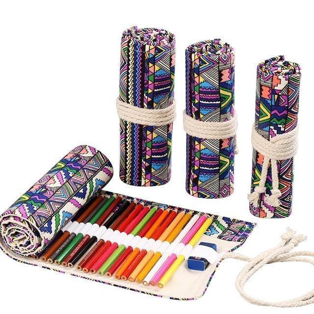 Canvas Roll Up Pencil Holder Wrap - In this section_Pencil cases, Pencil Cases, Price_$0 - $25 - Bargains Express