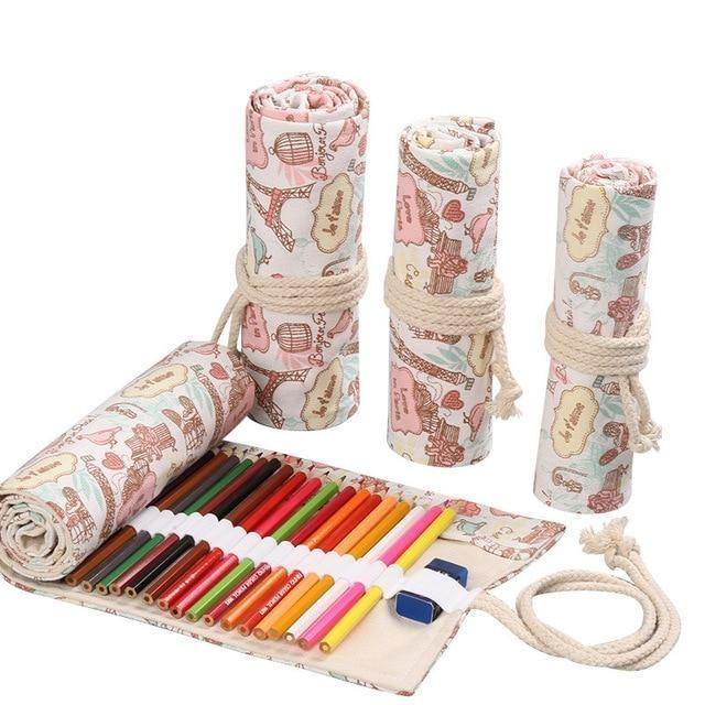 Canvas Roll Up Pencil Holder Wrap - In this section_Pencil cases, Pencil Cases, Price_$0 - $25 - Bargains Express