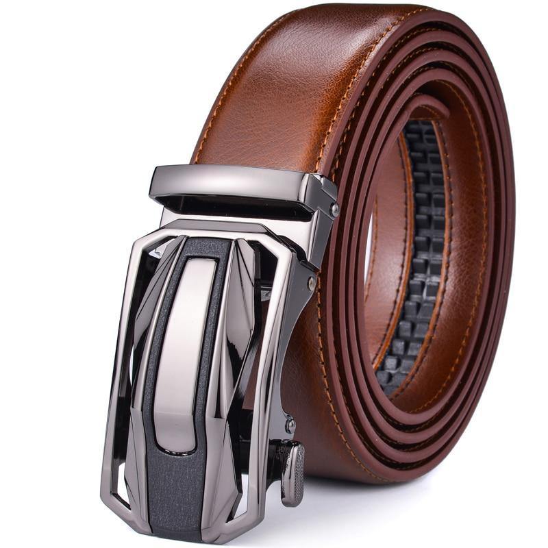 Men's Luxury Leather Dress Belt Light Brown - In this section_Leather Belts, Leather Belts, Price_$25 - $50 - Bargains Express