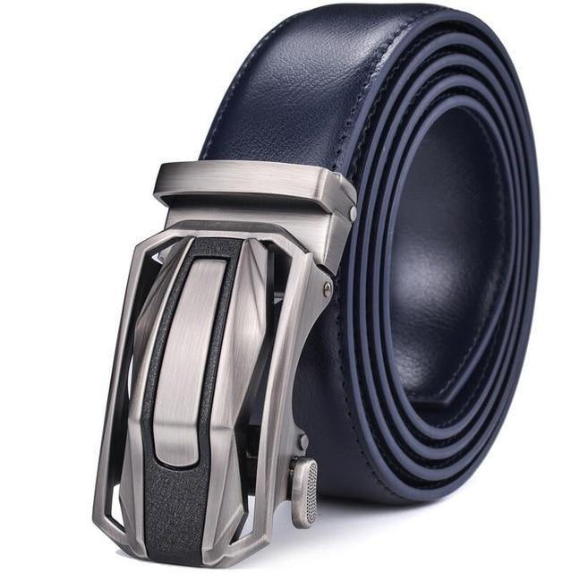Men's Luxury Leather Dress Belt Blue - In this section_Leather Belts, Leather Belts, Price_$25 - $50 - Bargains Express