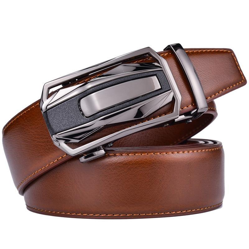 Men's Luxury Leather Dress Belt Light Brown - In this section_Leather Belts, Leather Belts, Price_$25 - $50 - Bargains Express