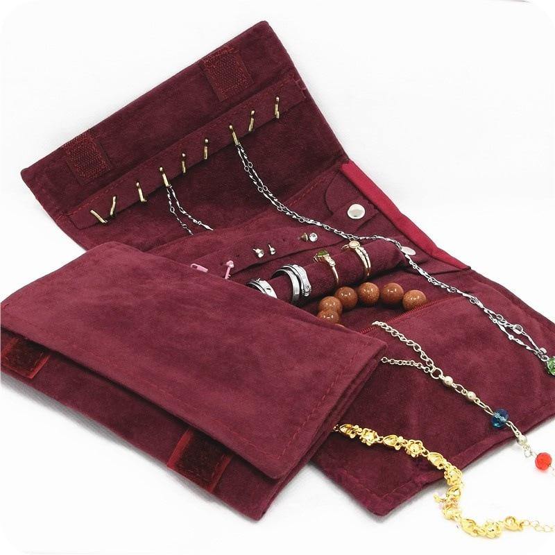 Velvet Travel Roll Bag Jewelry Organizer USA Bargains Express