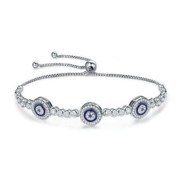 Triple Blue Sterling Silver Chain Bracelet - Bracelets, In this section_Bracelets, Price_$25 - $50 - Bargains Express