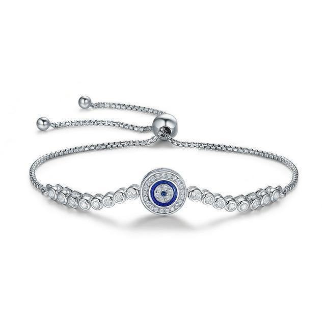 Blue Eyes Sterling Silver Chain Bracelet - Bracelets, In this section_Bracelets, Price_$25 - $50 - Bargains Express