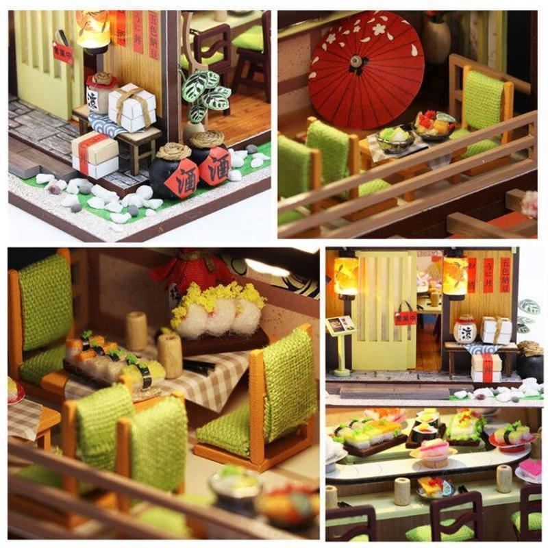 DIY Wooden Japanese Miniature Sushi Dollhouse USA Bargains Express
