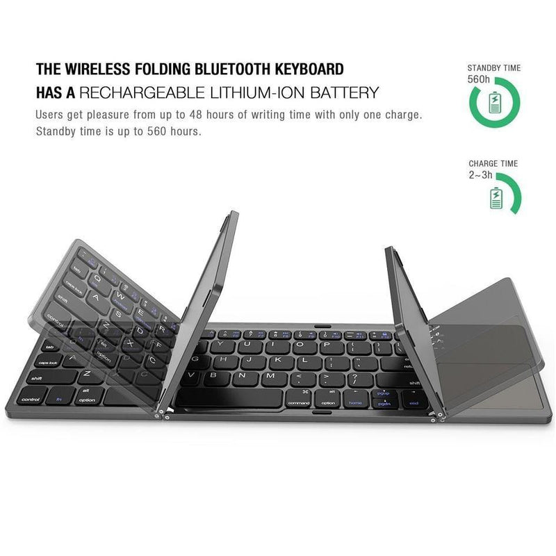 Mini Wireless Folding Keyboard with Touchpad - In this section_Wireless Keyboards, Price_$50 - $75, Wireless Keyboards - Bargains Express