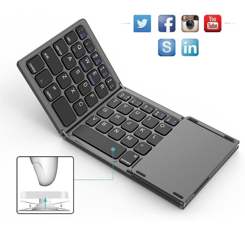 Mini Wireless Folding Keyboard with Touchpad - In this section_Wireless Keyboards, Price_$50 - $75, Wireless Keyboards - Bargains Express
