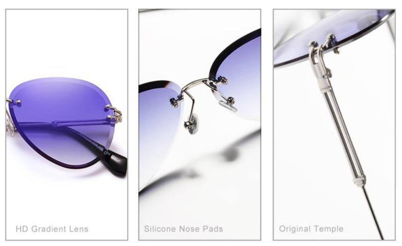 Vintage Rimless Gradient Lens Women's Polarized Sunglasses - In this section_Polarized Sunglasses, Polarized Sunglasses, Price_$25 - $50 - Bargains Express