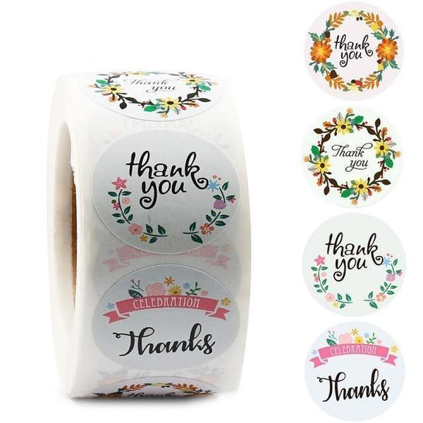 500pcs/Roll Mix Thank You Stickers - In this section_Sticker Rolls, Price_$0 - $25, Sticker Rolls - Bargains Express