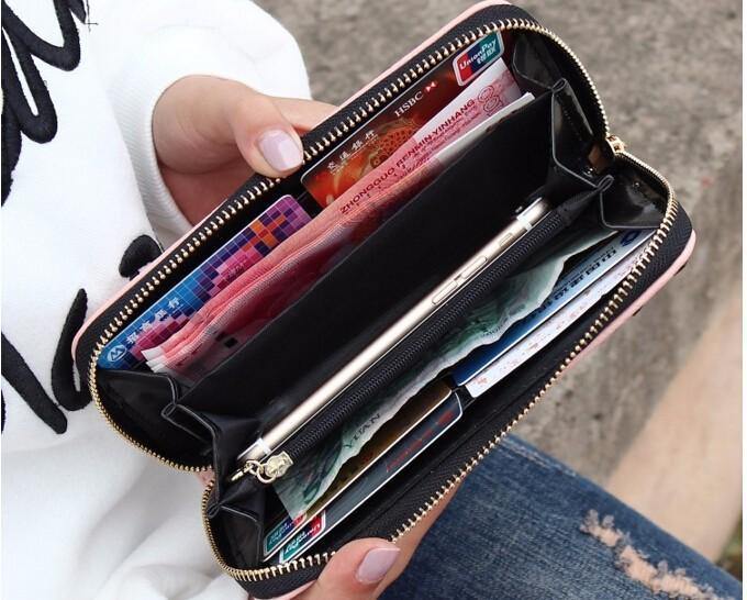 Kitten Leather Zipper Wallet - In this section_Women's Wallets, Price_$25 - $50, Women's Wallets - Bargains Express