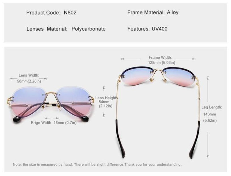 Rimless Pilot Gradient Lens UV400 Women's Sunglasses - Price_$25 - $50 - Bargains Express