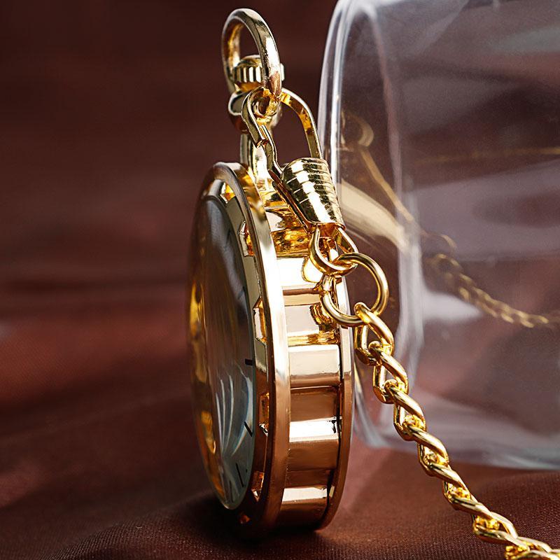 Vintage Golden Mechanical Pocket Watch USA Bargains Express