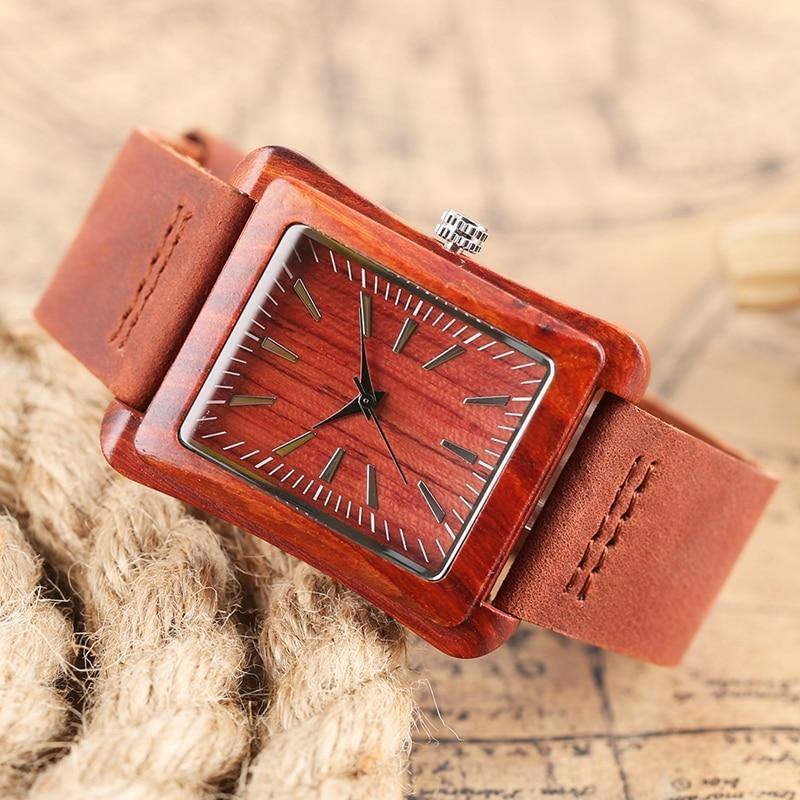 Handmade Genuine Leather Bamboo Watch USA Bargains Express
