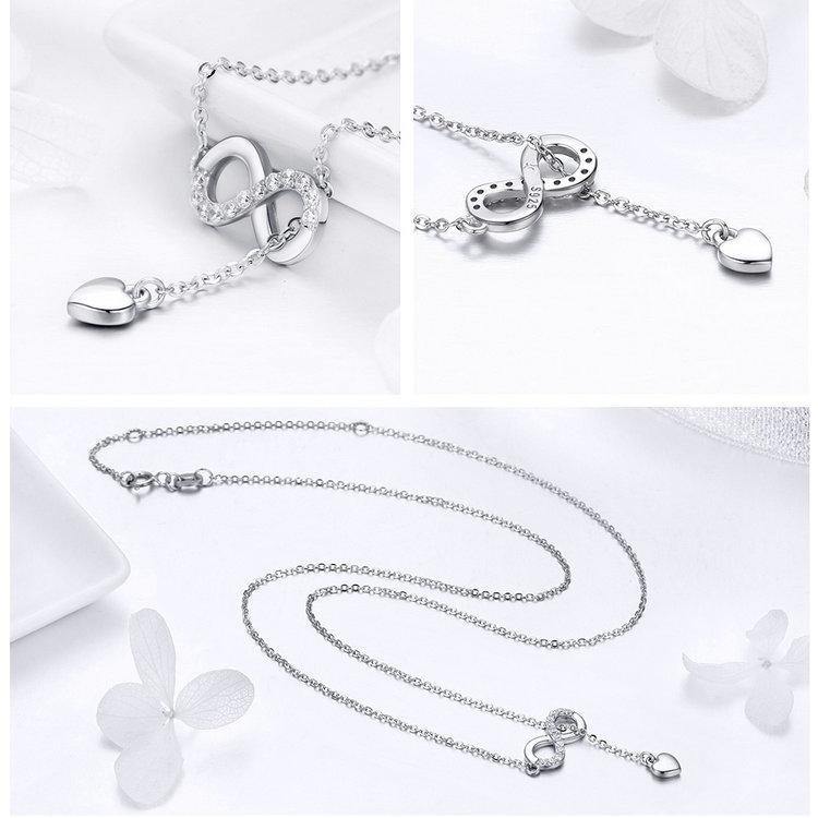 Infinity Love Heart Sterling Silver Necklace USA Bargains Express