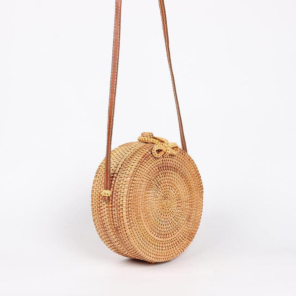 Boho Handmade Round Straw Shoulder Bag USA Bargains Express