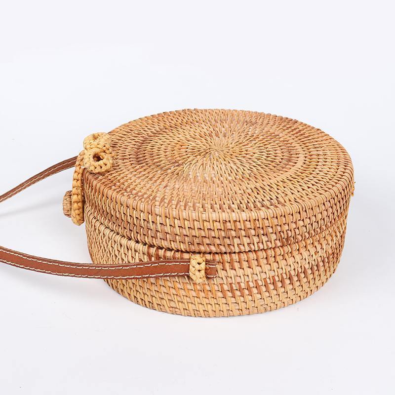 Boho Handmade Round Straw Shoulder Bag USA Bargains Express