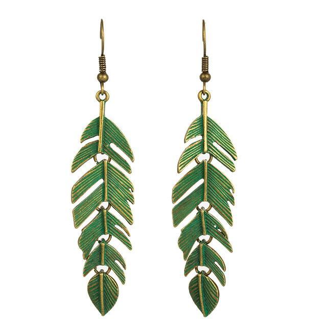 Long Leaf Dangle Drop Earrings USA Bargains Express