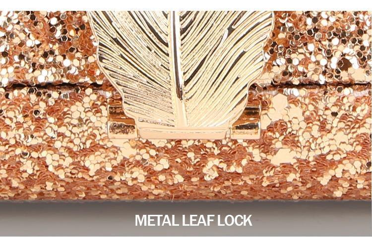 Bling Metal Leaf Hard Case Clutch USA Bargains Express