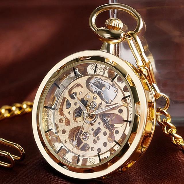 Vintage Golden Mechanical Pocket Watch USA Bargains Express