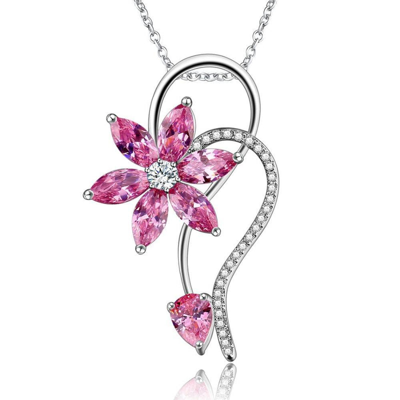 Precious Flower Silver Necklace USA Bargains Express