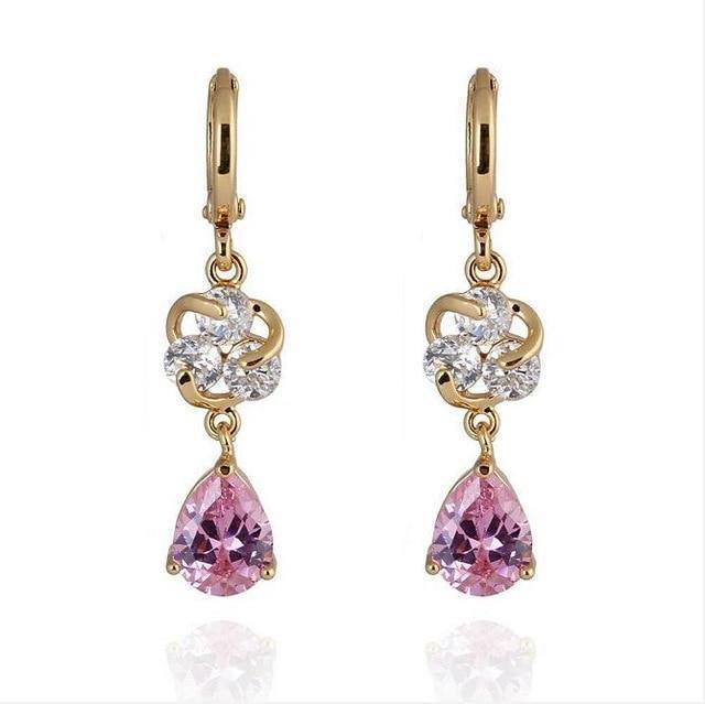 18k Gold Plated Cubic Zriconia Drop Earrings USA Bargains Express